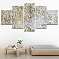 SIGNWIN 5 Panel Canvas Wall Art Modern Art Abstract Brushstroke Closeup Digital Art Minimalism Minimalist Multicolor Pastel for Home Decorations Ready to Hang - 60