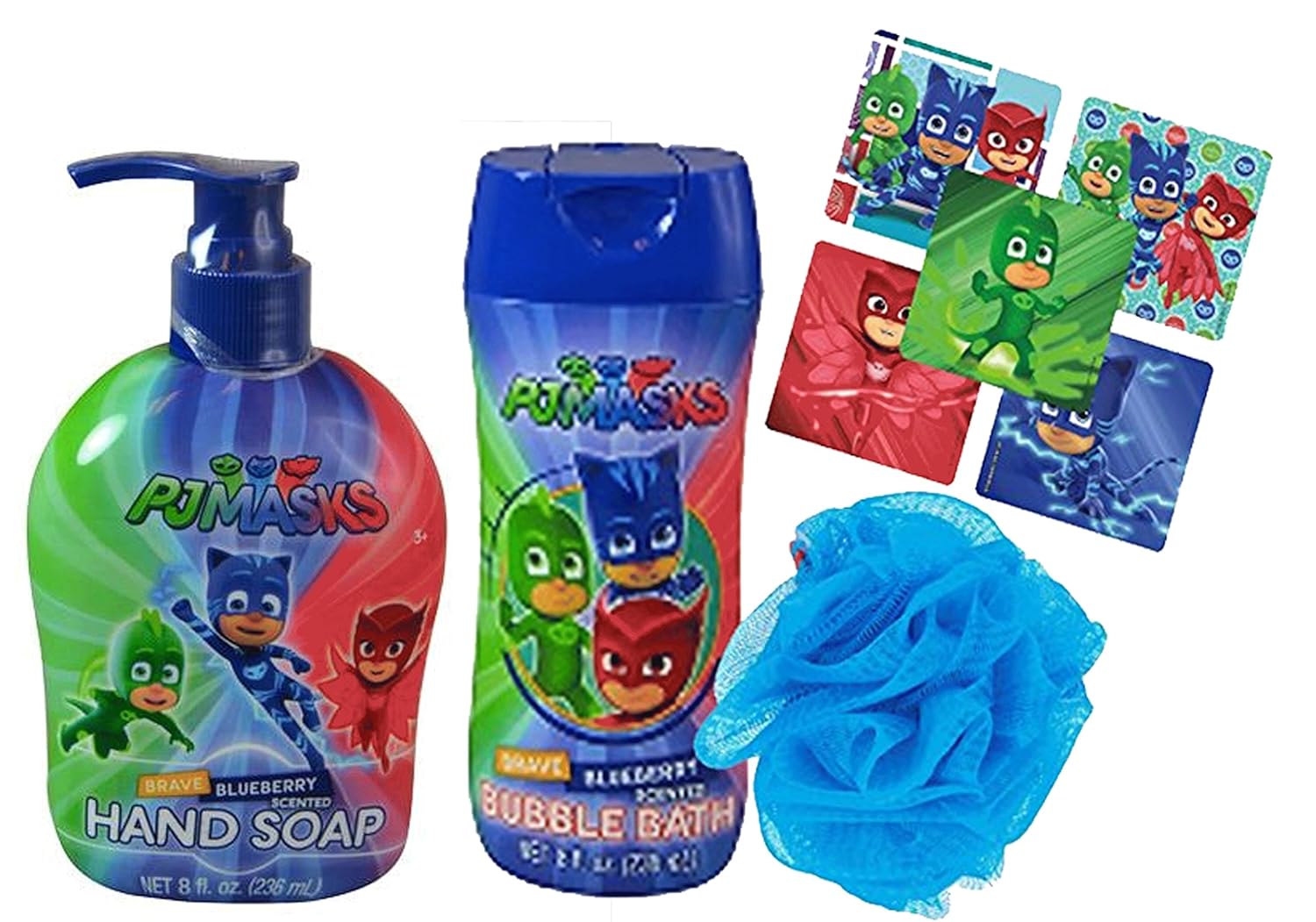 Amazon Com Pj Mask Bath 3pc Bathroom Collection Includes Hand Soap Bubble Bath Kids Scrubby Plus Bonus Pj Mask Character Stickers Beauty