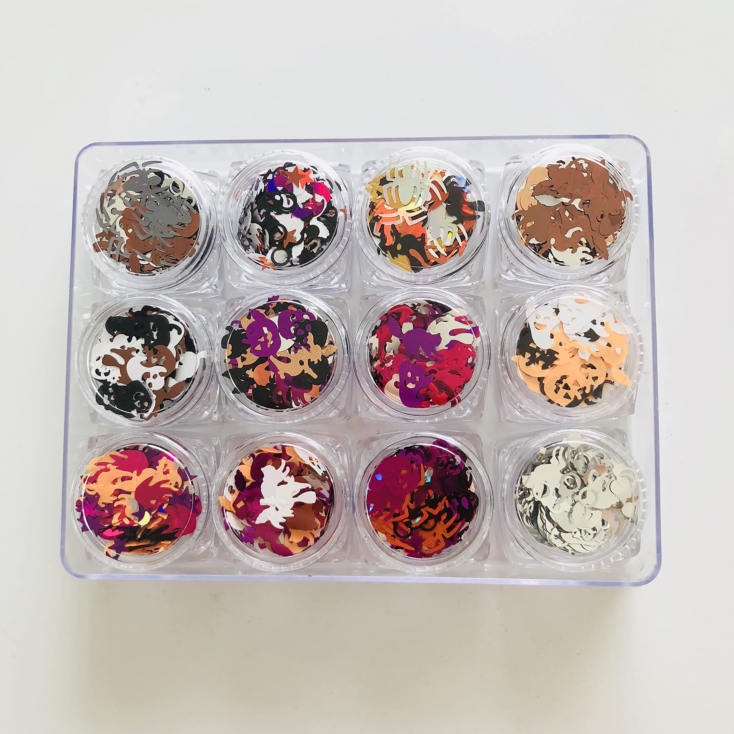 12 Colors Set Halloween Series Mixes Shape Glitter Sequins for Festival Rave Beauty Makeup Face Body Nail Craft Art Decoration WSJ