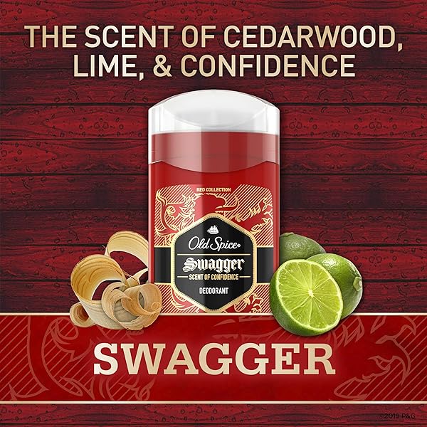 OLD SPICE ALUMINUM FREE DEODORANT FOR MEN RED ZONE COLLECTION, SWAGGER INVISIBLE SOLID, LIME & CEDARWOOD SCENT, 3.8 OZ
