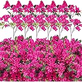 Yuxung 24 Pack Silk Bougainvillea Artificial Bougainvillea Floral with 6 Heads 30 Inch Long Plants Hanging Flowers for Home Wedding Indoor Outdoor Decorations Centerpieces(Rose Red)