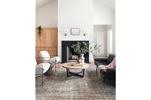 Loloi Chris Loves Julia x Jules Collection, Lagoon & Brick 9'-6" x 14' Area Rug – Vintage Accent Rugs for Living Room, Bedroom, Entryway & Hallway, No Shed High Traffic Area Home Decor Rug