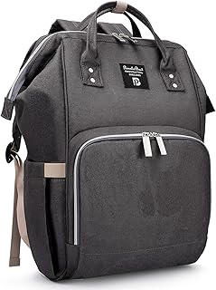 Pomelo Best Baby Wickelrucksack stylische Wickeltasche Rucksack mit Wickelunterlage multifunktional wasserabweisend Große Kapazität Rucksack für unterwegs (Dunkelgrau)