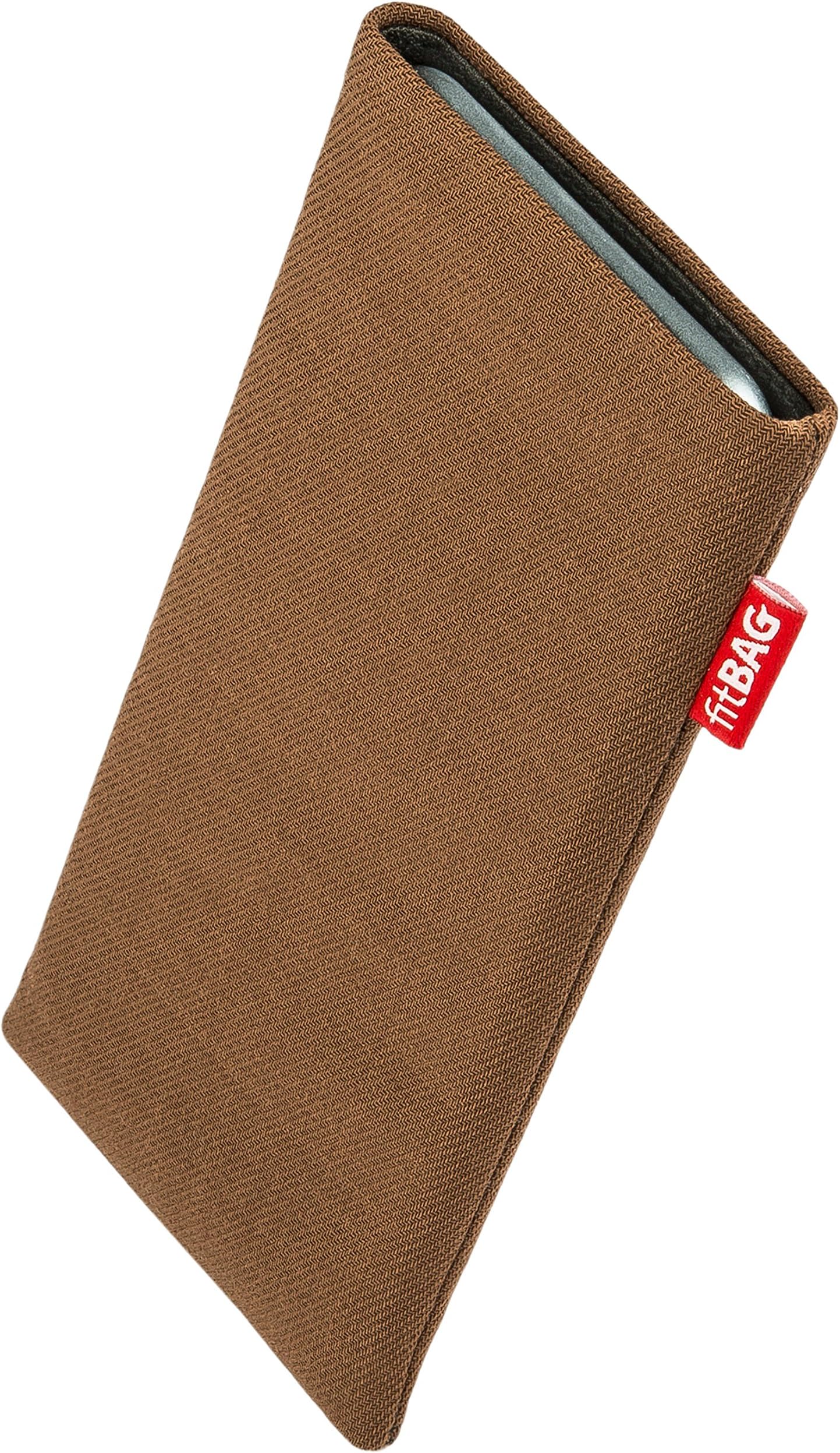 fitBAG Rave Brown Custom Tailored Sleeve for Nokia 6630. Fine Suit Fabric Pouch with Integrated Microfibre Lining for Display Cleaning
