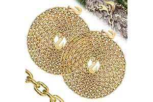 SENKEYFE 1/4" Tow Chain|G80 Log Chain with G70 Clevis Grab Hooks for Towing|20 FT Heavy Duty Chain Wll 3300 Lbs|Trailer Transport Safety Chain for Towing Truck Tie Down Binding Equipment(2 Pack)