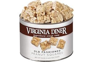 Virginia Diner Old-Fashioned Peanut Squares Candy, Virginia Peanuts -18oz Tin