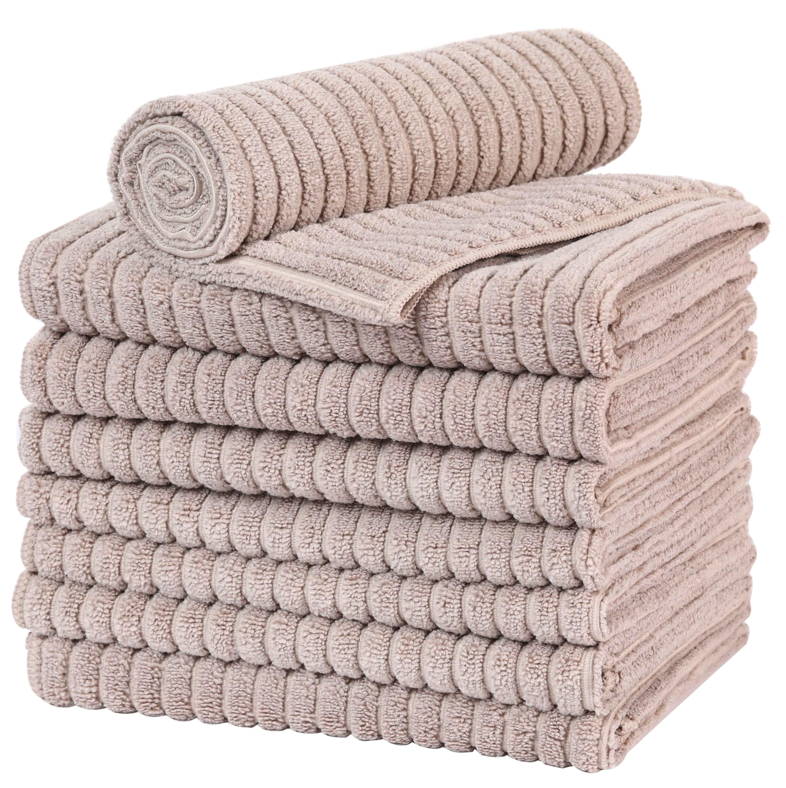 gryeer Microfibre Tea Towels,Thick, Soft, Super Absorbent and Lint Free Kitchen Towels, 45 x 65 cm, Pack of 8, Khaki