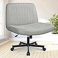 NEO CHAIR Criss Cross Chair with Wheels Home Office Cross Legged Armless Chairs Ergonomic Adjustable Computer Desk Task Wide Seat for Bedroom Vanity Comfy Swivel (Grey)