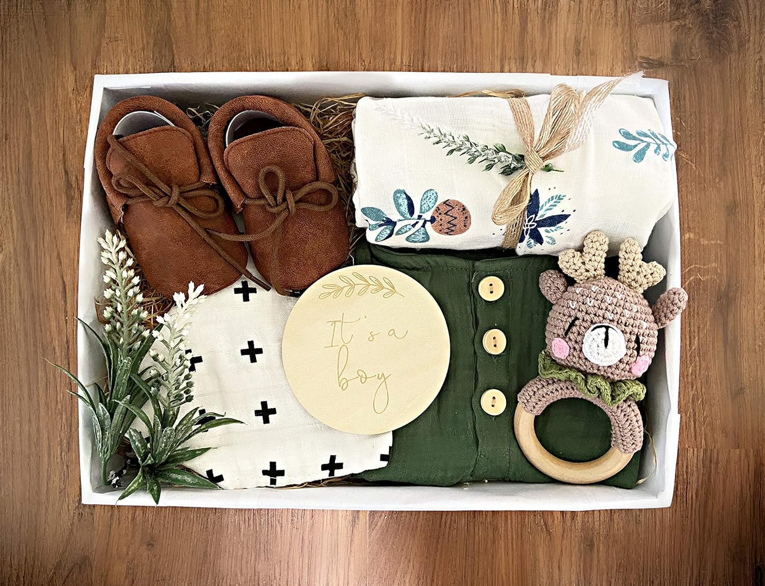 Wildlife baby boy gift set baby shower gift for boy crotchet deer