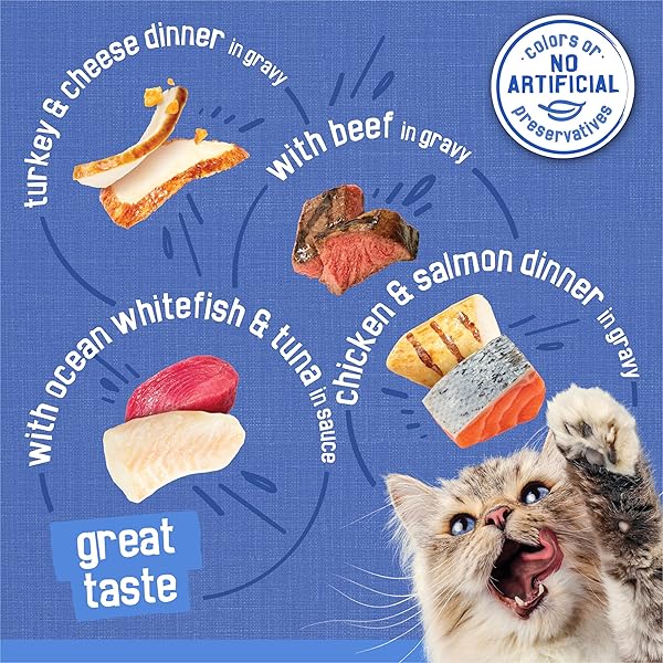 PURINA FRISKIES WET CAT FOOD VARIETY PACK, SHREDS WITH BEEF, TURKEY AND CHEESE DINNER, CHICKEN AND SALMON DINNER, AND WITH OCEAN WHITEFISH AND TUNA – (PACK OF 40) 5.5 OZ. CANS