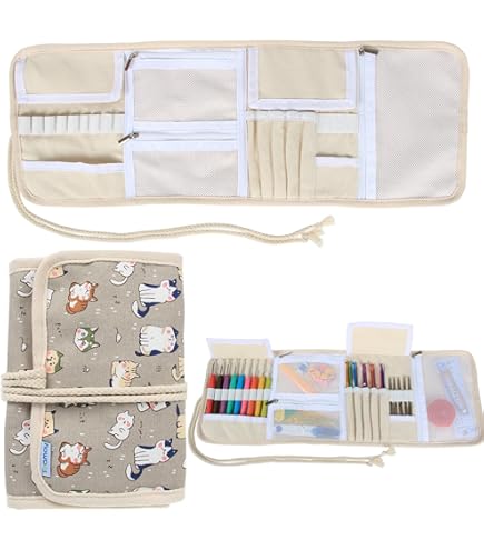 Cohana Custodia Porta Utensili Mikawa Momen – Astuccio In Tessuto Giapponese Rosa E Naturale – Per Ferri Da Maglia, Uncinetti E Accessori Craft - 6