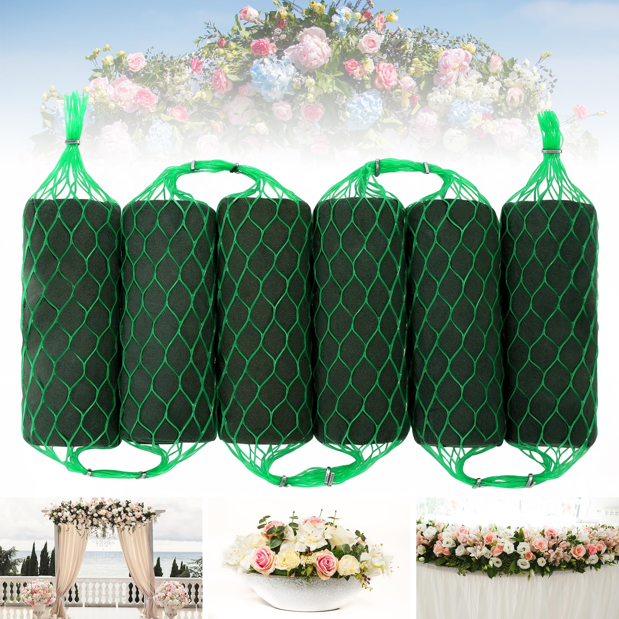 Photo 1 of Elcoho 6 Pcs Floral Foam Garland, 4 ft Flower Sponge Blocks Kit, Absorbent Flower Holder for Fresh & Dried Flowers Arrangement Floral Foam Bricks for Wedding Garden Home Decor