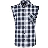 AVANZADA Men's Button Down Sleeveless Plaid Shirt Casual Flannel Plus Size Vest Western Shirts