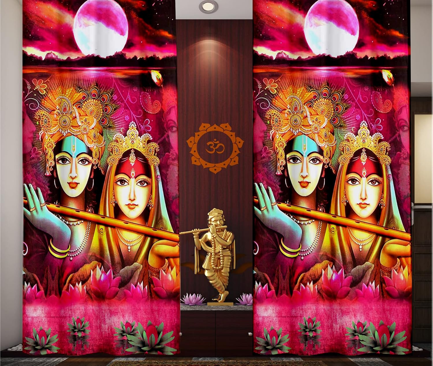 Buy JAW Beautiful Soft Satin Printed Pooja Room CurtainPooja Ghar
