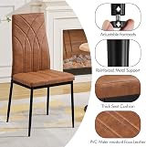 Yaheetech Set of 4 Dining Chairs Modern Faux Leather with Petal Back Retro Brown view 3