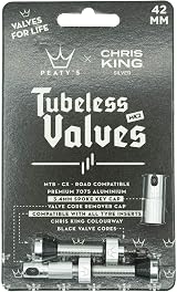 Peaty's x Chris King MK2 Tubeless Valves 7075 Aluminium 42mm Silver view 7