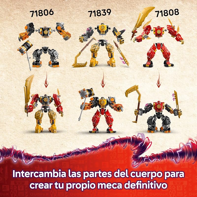 Ninjago Arin's Spinjitzu Battle Mech - Figura Articulada para Mudar e Combinar - 2 Minifiguras e Brinquedo de Dragão - Presente para Crianças Fãs de 7+ Anos de O Renascimento dos Dragões 71839 — foto 4 de 8