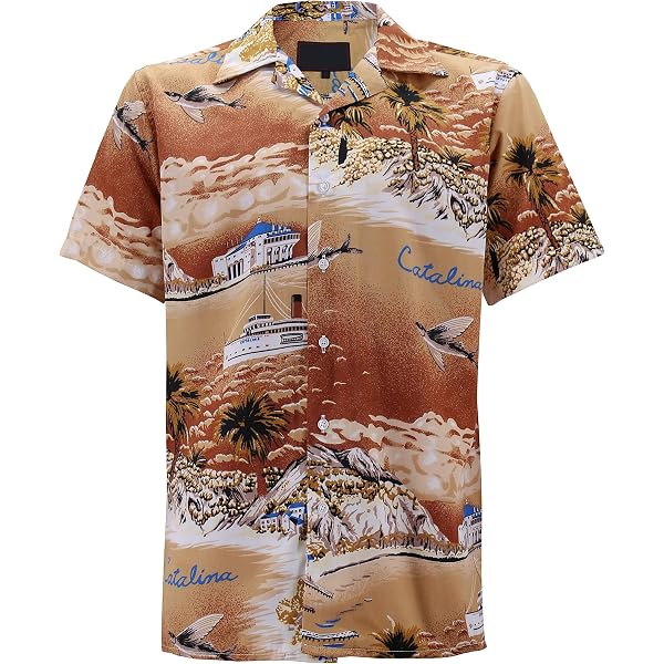 VISESUNNY Men's Elephant Print Hawaiian Shirt - Short Sleeve Aloha Beach Shirt, Quick Dry, XX-Large