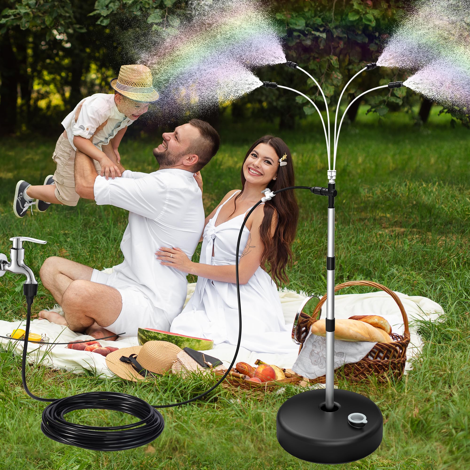 Photo 1 of 2025 Patio Mister for Outside, Telescopic 3.5-5.3FT Height, Portable Stand Cooling System for Garden/Yard, BBQ Party, Pet Cooling,Kids Water Play Outdoor Sprinkler,Adjustable Pressure,26.5FT Waterline