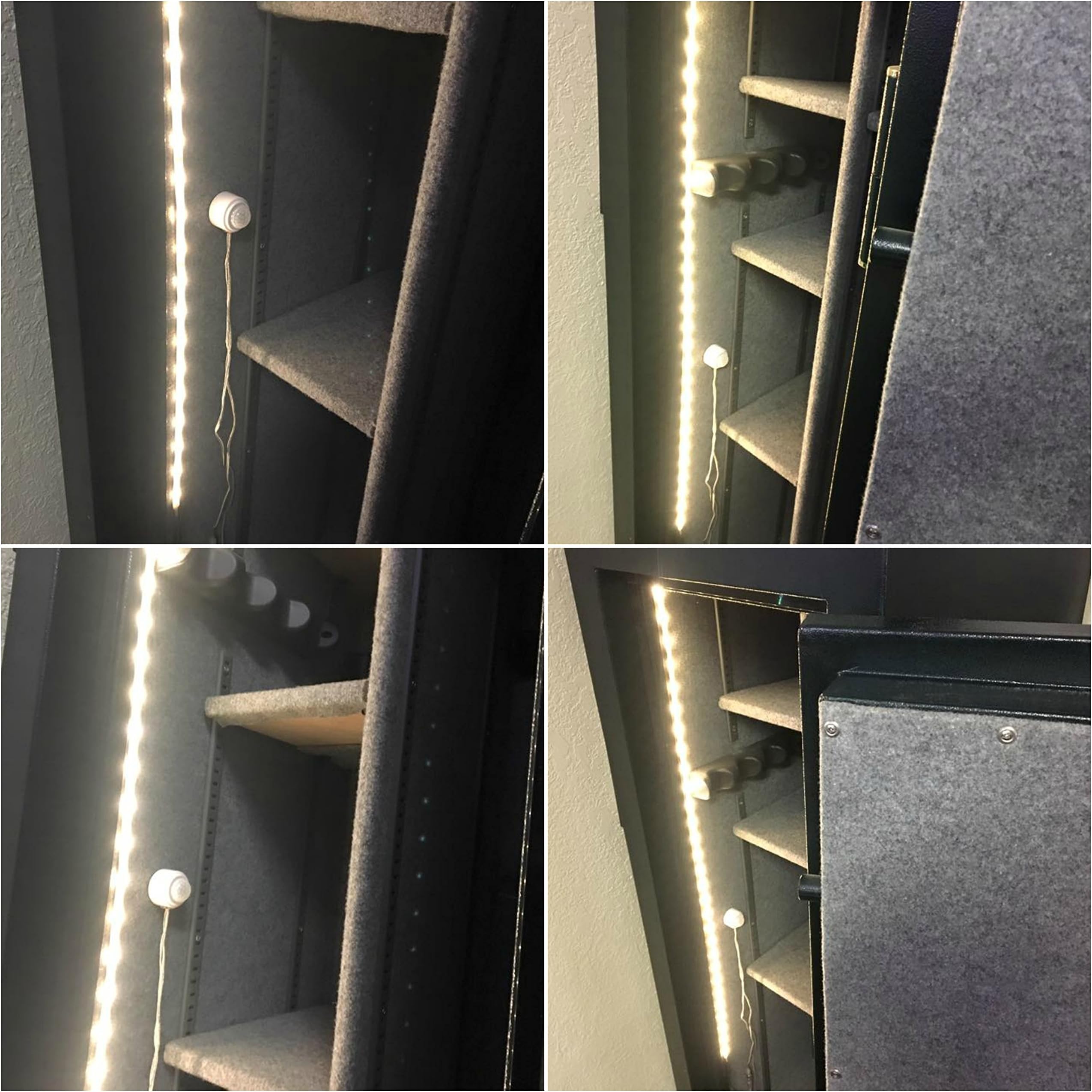 Motion Activated LED Gun Safe Light Strip White Waterproof Battery USB Automatic Off Smart Night Light Illumination with Motion Sensor - Great Closet Light