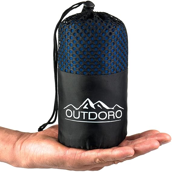 Outdoro 2in1 Hüttenschlafsack - Ultra-Leichter Reise-Schlafsack mit durchgängigem Reißverschluss aus Mikrofaser - in eine Rei