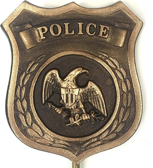 Police Bronze Premium Grave Marker, Cemetery Memorial Flag