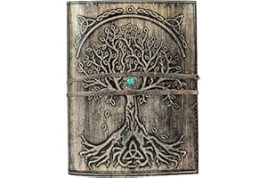 KOMAL'S PASSION LEATHER Leather Journal Refillable Lined Paper Tree of Life Handmade writing Notebook Diary leather Bound Daily Notepad for women and men Writing pad for Artist Sketch (6 x 8, Smokey)