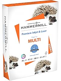 Hammermill Paper, Premium Inkjet & Laser Multipurpose Paper, 8.5 x 11 Paper, Letter Size, 24lb Paper, 97 Bright, 1 Ream / 500 Sheets (166140R) Acid Free Paper