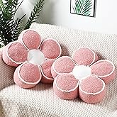 Menkxi 2 Pack Flower Pillows Cute Flower Shaped Pillows Daisy Pillow Throw Soft Floor Cushion for Living Room Bedroom Sofa Couch Winter Warm Decoration 15.7 Inch(Pink)