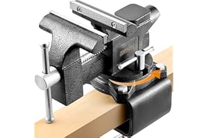 GOTTINFURT Updated 2-In-1 Bench Vise or Table Vise 4.5 Inch, Clamp Vice for Workbench Constructed with Cast Steel, Heavy Duty Workbench Vise Swivel for Woodworking