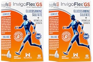 INVIGOFLEX Glucosamine Sulfate (Shellfish Free, Sodium Free & Vegetarian Safe) Non GMO, Gluten Free - with Boswellia Serrata - Premium Joint Supplement GS - 2 Pack