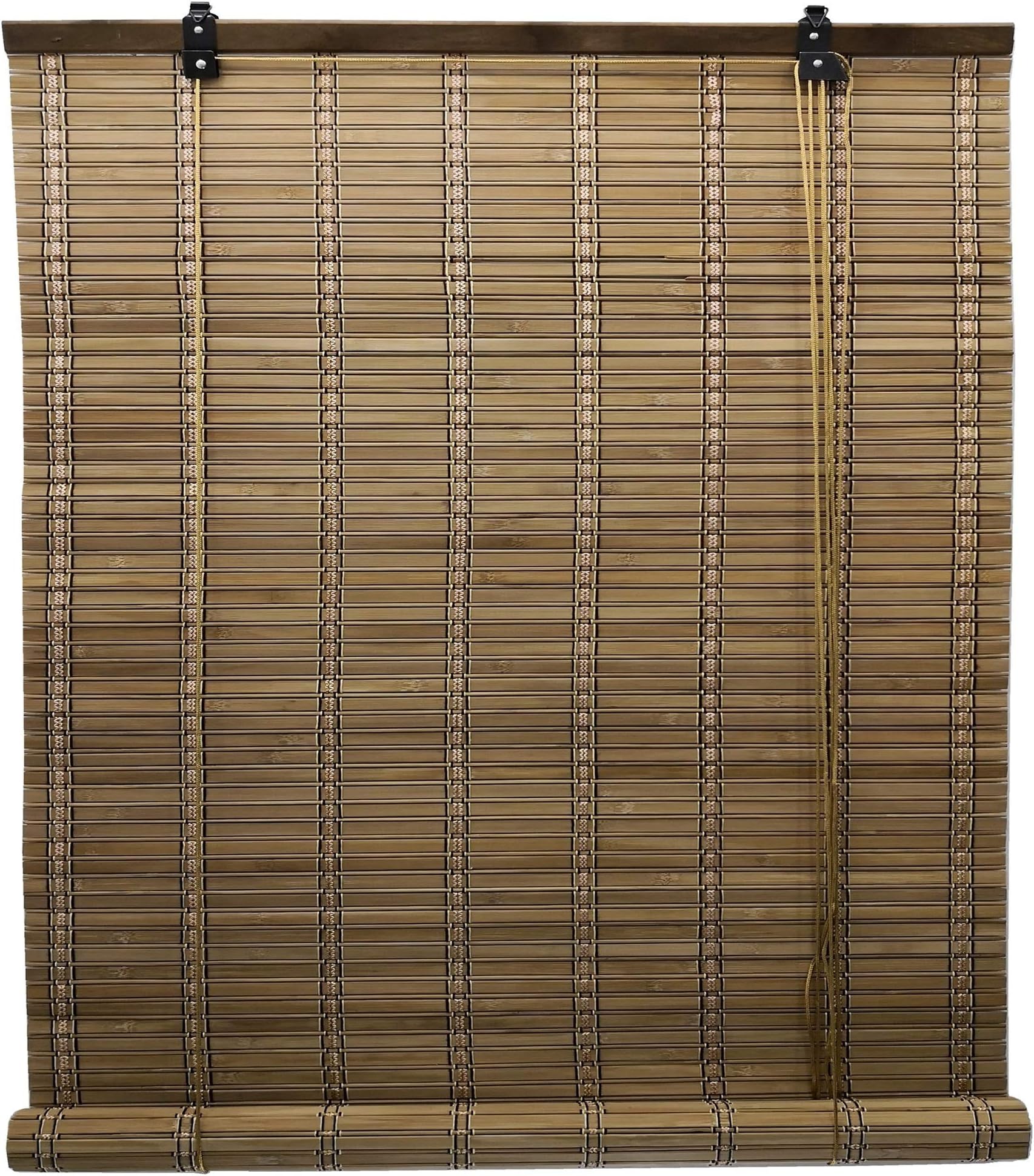 Wooden roller blinds/Vertical blackout blinds/Bamboo venetian blinds with Side Pull for Windows and Doors (110 x 175 cm (43.3" x 68.9"), Brown)