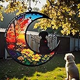 Dog Suncatcher Memorial Passing Away Gifts, Personalized Ornament with Name, Custom Pet Loss Sympathy Rainbow Angel Unique Window Hanging Decoration Bereavement Gifts for Dog Lovers