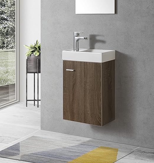 Badmöbel Unterschrank VISITO 40 in nussbaum inkl. Waschtisch: Amazon.de