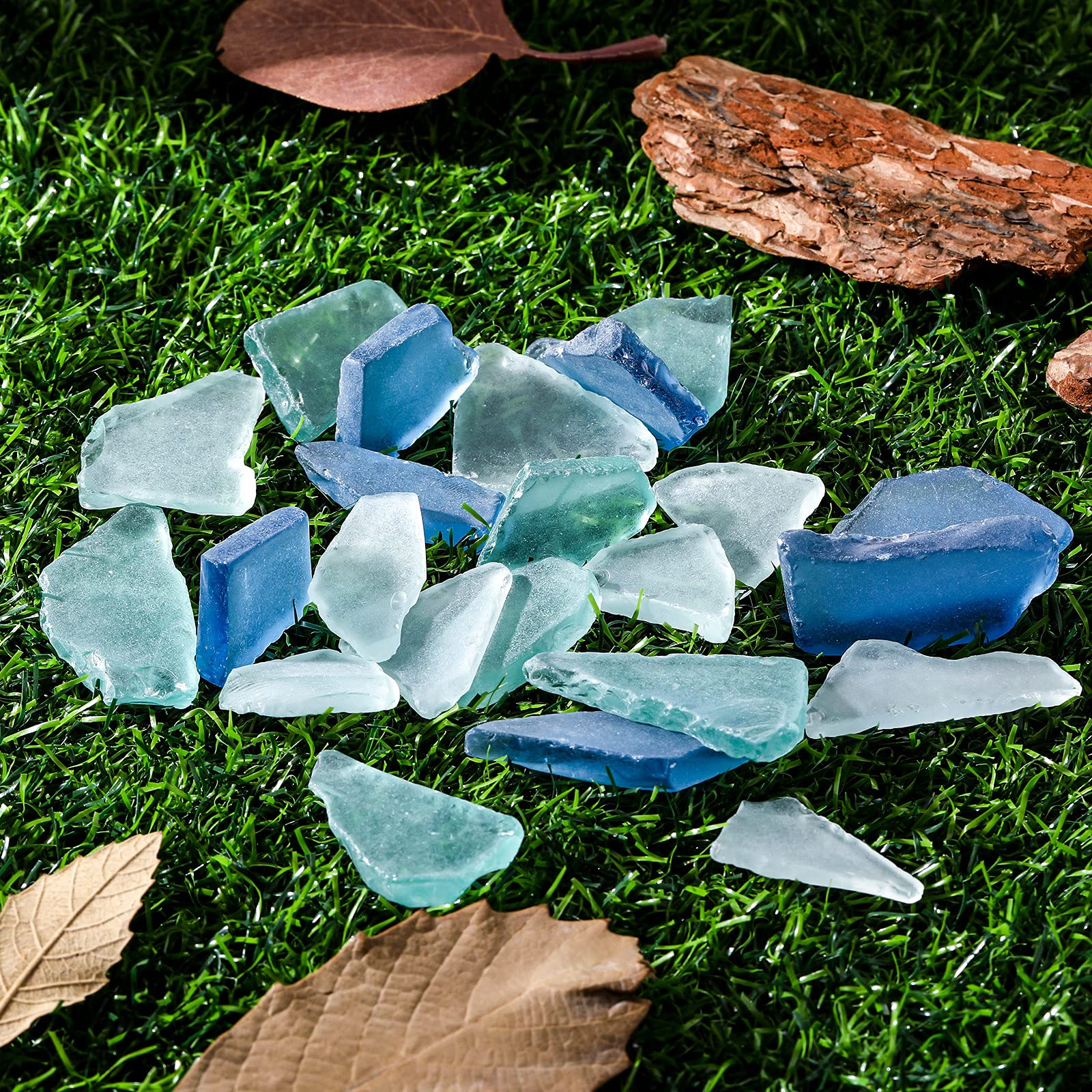 Jetec Sea Glass for Crafts Seaglass Pieces Decor Flat Frosted Sea Glass Vase Filler Crushed for Beach Wedding Party Decor Home Aquarium DIY Art Craft Supplies(Blue, White, Green)