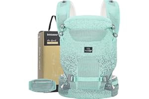 Bebamour Knit Baby Carrier Newborn to Toddler -Lightweight Baby Wrap Carrier 3-in-1 Baby Carrier Front and Back Carry (Green,7-32 lbs)