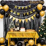 GREATRIL Black Tinsel Curtain Backdrop Pack of 2 1m x 2.5m Foil Fringe view 2