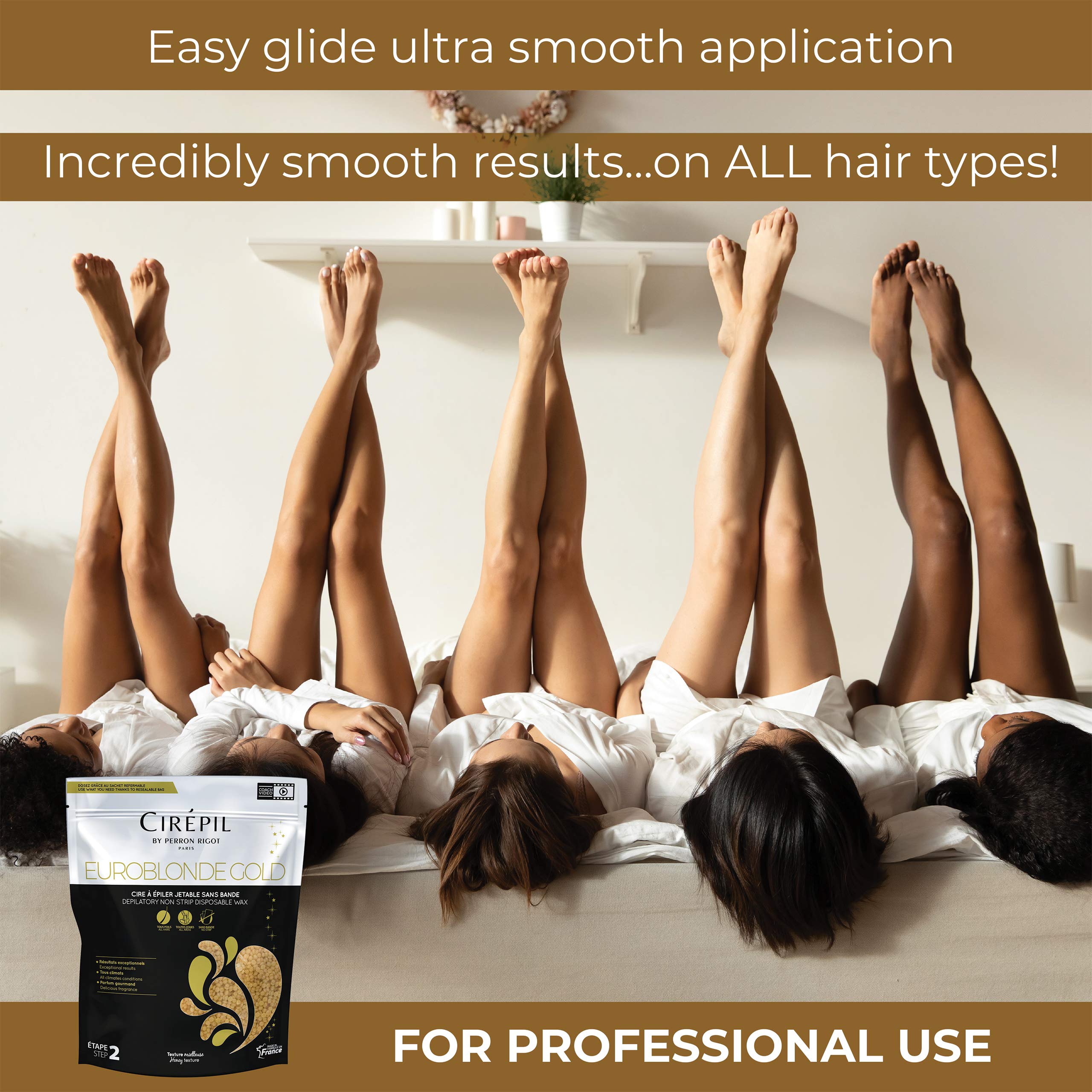 Cirepil Euroblonde Gold - 800g / 28.22 oz Wax Beads Bag - Light Monoi Scent - Ultra Fluid Gel Texture - All-Purpose & Easy Removal