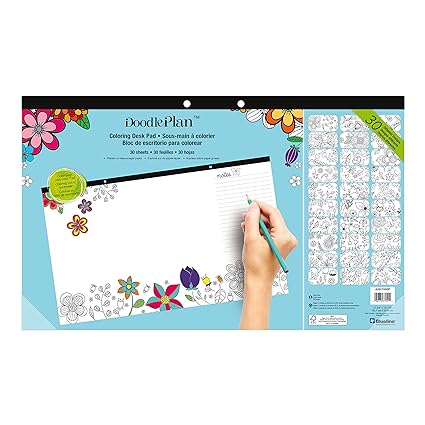 Blueline DoodlePlan Coloring Desk Pad, Garden Design, 17.75 x 10.875 inches (A2917003P)