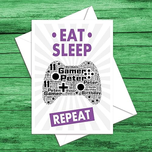 Personalised Computer Gaming Birthday Card for Gamers (fans of console