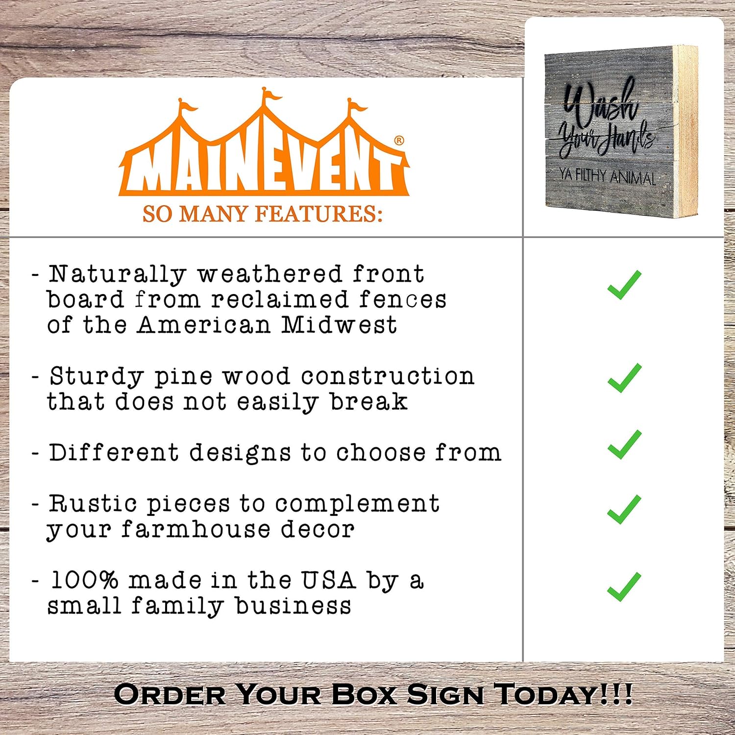Wash Your Hands Ya Filthy Animal Box Signs for Home Decor, Farmhouse Cute Wooden Signs with Quotes, Funny Knick Knacks Home Decor Shelf Items, Wooden Box Signs with Quotes, Rustic Plaques with Sayings: Home & Kitchen