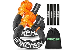 MAIKEHIGH Synthetic Soft Shackle, 1/2" x 22 Inch (56,000lbs Break Strength) Recovery Soft Shackles for Towing 2Pcs, with Extra Sleeves (Orange)