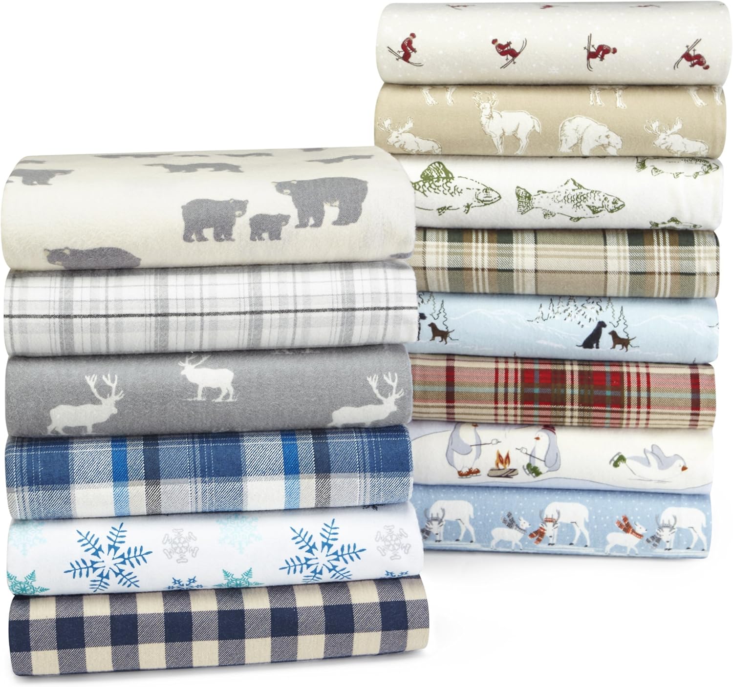 Eddie Bauer Flannel Collection Cotton Bedding Sheet Set, Pre-Shrunk & Brushed for Extra Softness, Comfort, and Cozy Feel, King, Elk Grove: Home & Kitchen