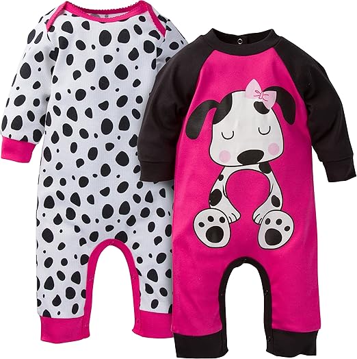 Gerber Baby Girls' 2 Pack Coveralls Clothing