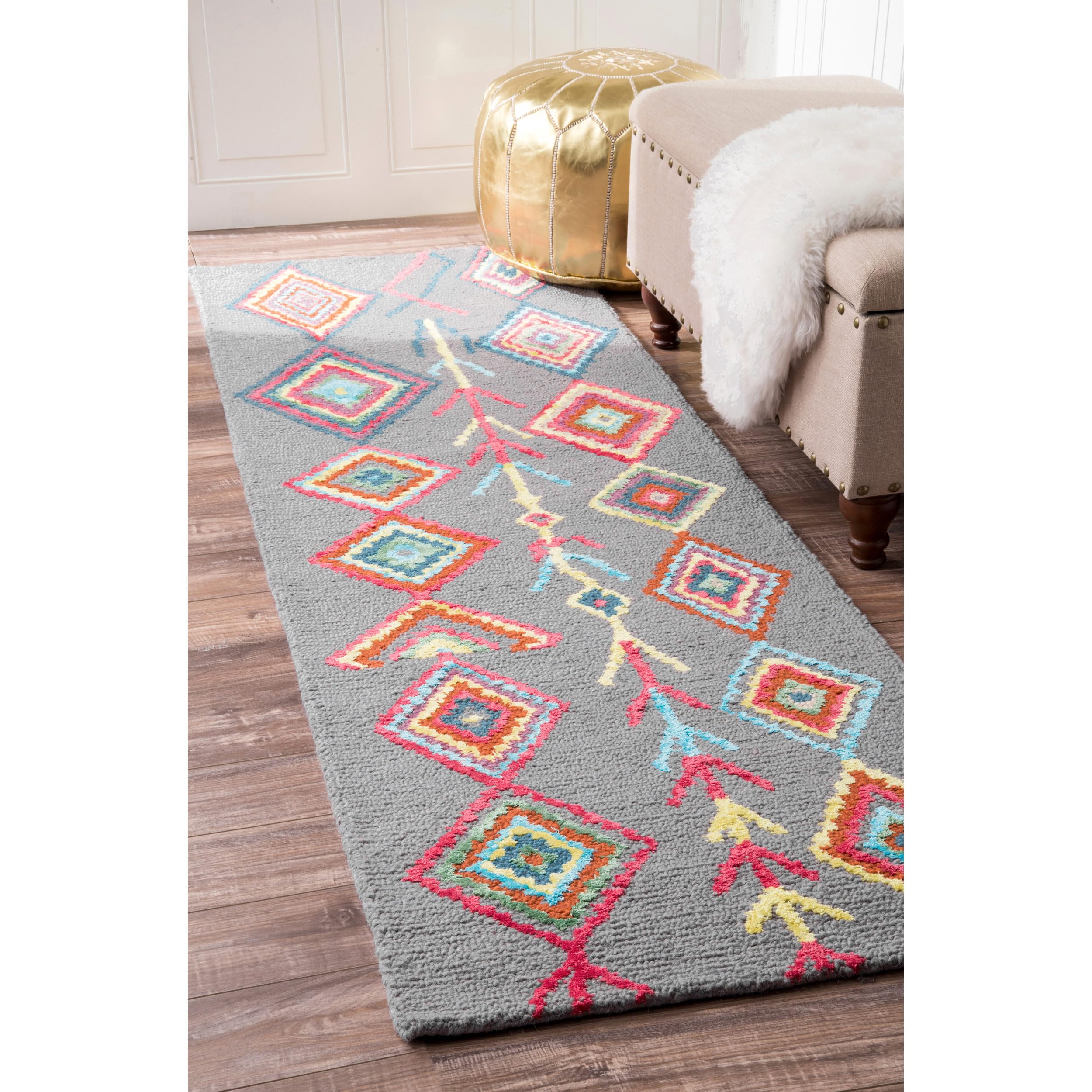 nuLOOM Hand Tufted Belini Runner Rug, 2' 6" x 8', Grey Image