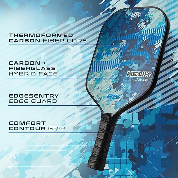 SELKIRK SPORT SLK HELIX PRO PICKLEBALL PADDLE | THERMOFORMED CARBON FIBER CORE PICKLEBALL PADDLES WITH CARBON FIBER & FIBERGLASS HYBRID FACE | UNMATCHED CONTROL | CAMO GLITCH