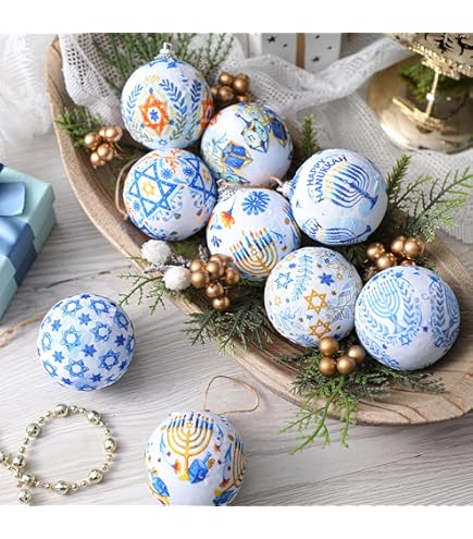 Yuxung 12 Adornos De árbol De Bola De Hanukkah, Adorno De Estrella