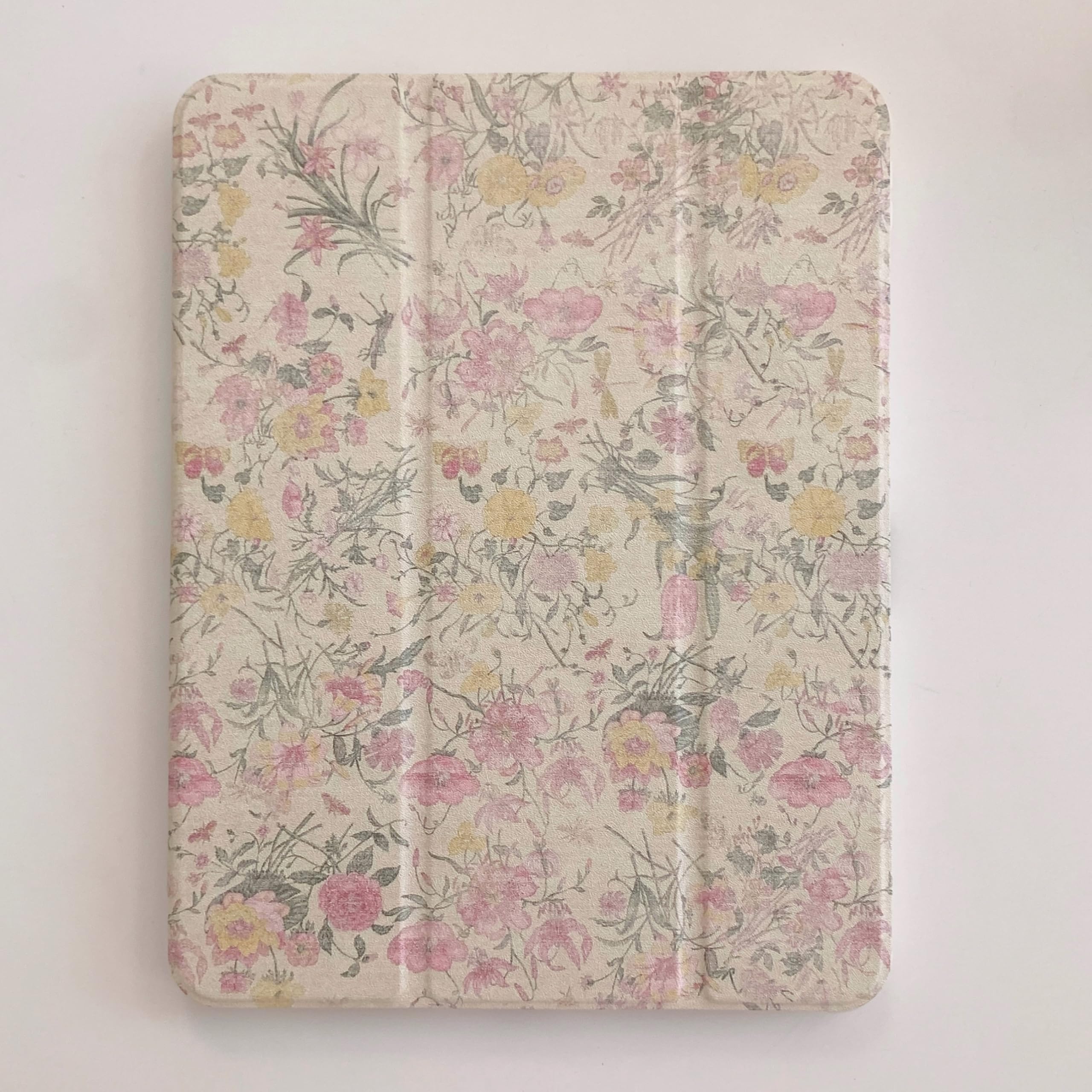 Photo 1 of Adjustable Stand Hard PU Clear Back Folio Case for Apple Flowers Floral Pattern Refreshing Classic Vintage Pretty Chic Cute Lovely Girls Women (for iPad Pro 12.9-inch 5th Generation 2021)