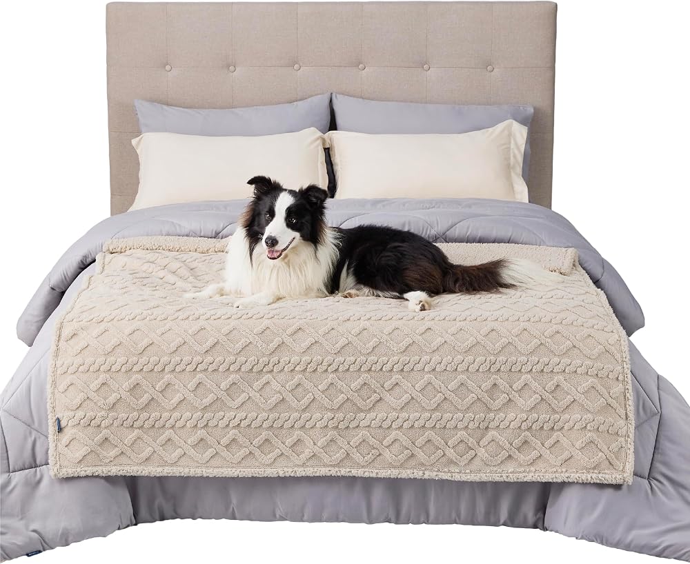 LE SURE Washable Extra Large Dog Blanket 127x152cm Grey Waterproof