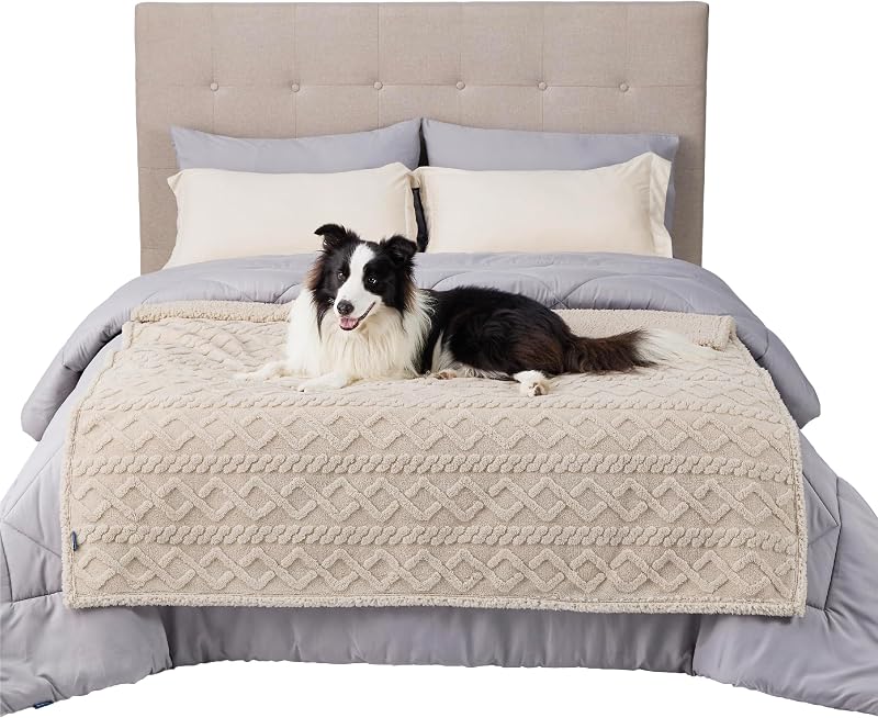 LE SURE Washable Extra Large Dog Blanket 127x152cm Grey Waterproof